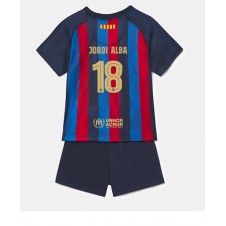 Barcelona Jordi Alba #18 Hemmaställ Barn 2022-23 Korta ärmar (+ Korta byxor)